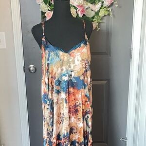 Nicole Miller Blue Print Garment Summer Maxi Sundress Size Large